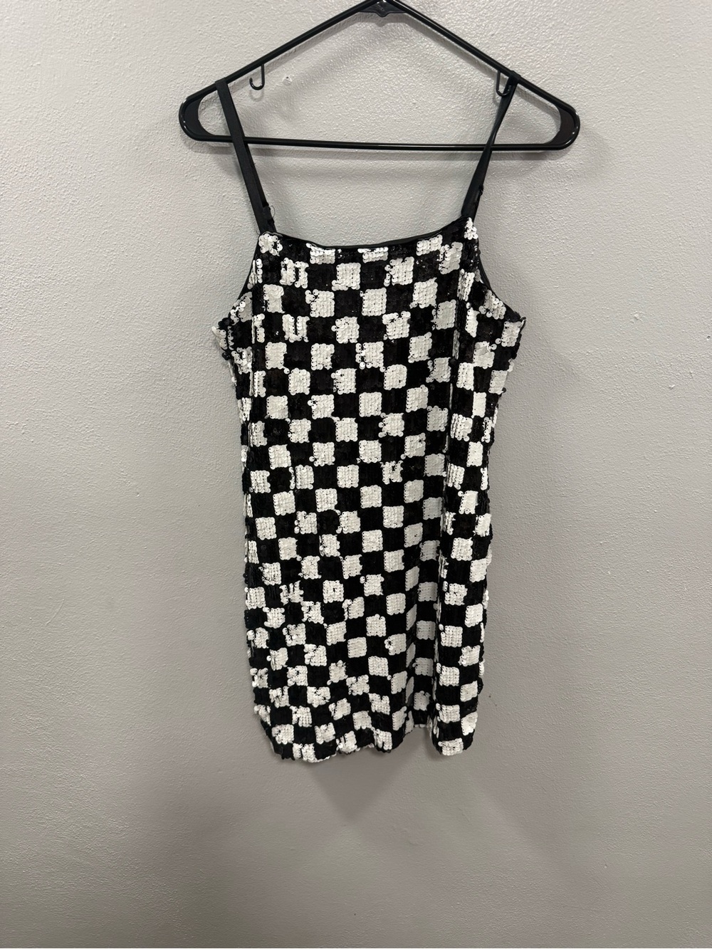 Lily Rose Black & White Checkered Knit Slip Dress